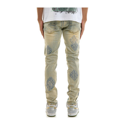 KDNK Sigil Rhinestone Skinny Jean — Blue — KDNK — view 4