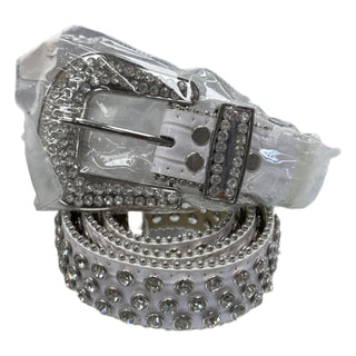 KOYA Rhinestone Belt — White