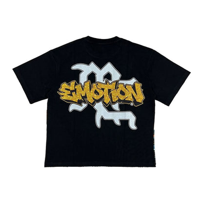 Mixed Emotion "Angel Car Wash" Rhinestone Tee — Black — back