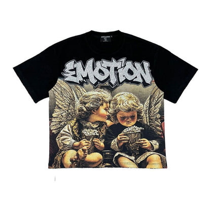Mixed Emotion "Angel Whispers" Rhinestone Tee — Black
