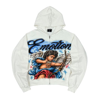 Mixed Emotion "Cupids Arrow" Zip-Up Hoodie — White