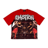 Mixed Emotion "Garage" Rhinestone Tee — Red