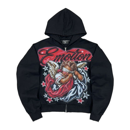 Mixed Emotion "Unveiled" Zip-Up Hoodie — Black