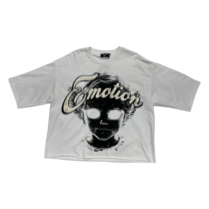 mixed emotion girl pearls white tee