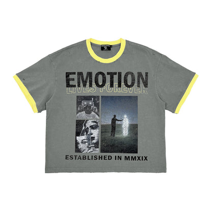 Mixed Emotion "Lives Forever" Ringer Tee — Grey/Yellow — Mixed Emotion — view 2