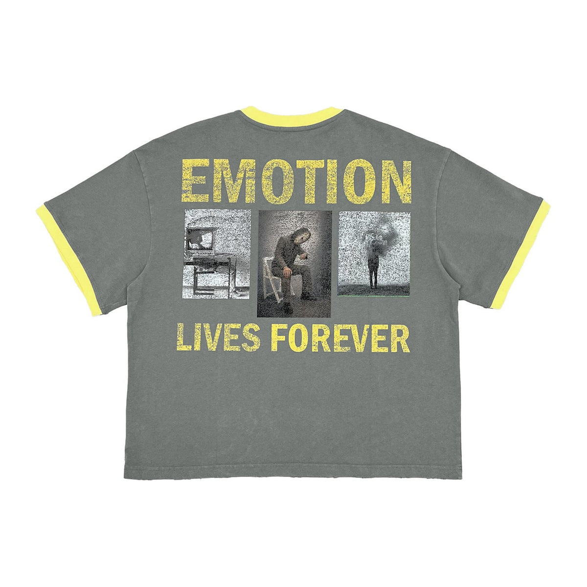 Mixed Emotion "Lives Forever" Ringer Tee — Grey/Yellow — Mixed Emotion — view 3