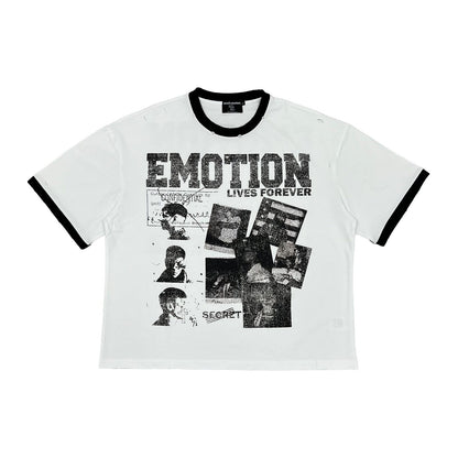 Mixed Emotion "Lives Forever" Ringer Tee — White/Navy — Mixed Emotion — view 2