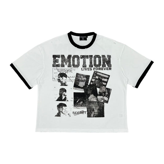 Mixed Emotion "Lives Forever" Ringer Tee — White/Navy — Mixed Emotion — view 2