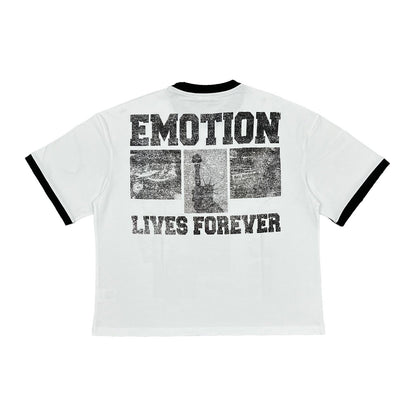 Mixed Emotion "Lives Forever" Ringer Tee — White/Navy — Mixed Emotion — view 3