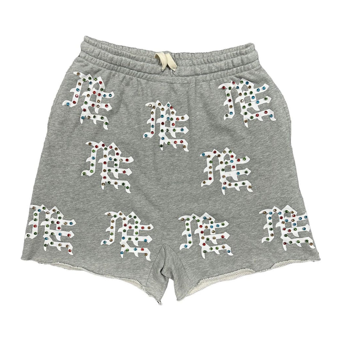 Mixed Emotion MF Rhinestone Shorts — Grey — Mixed Emotion — view 2