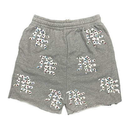 Mixed Emotion MF Rhinestone Shorts — Grey — Mixed Emotion — view 3