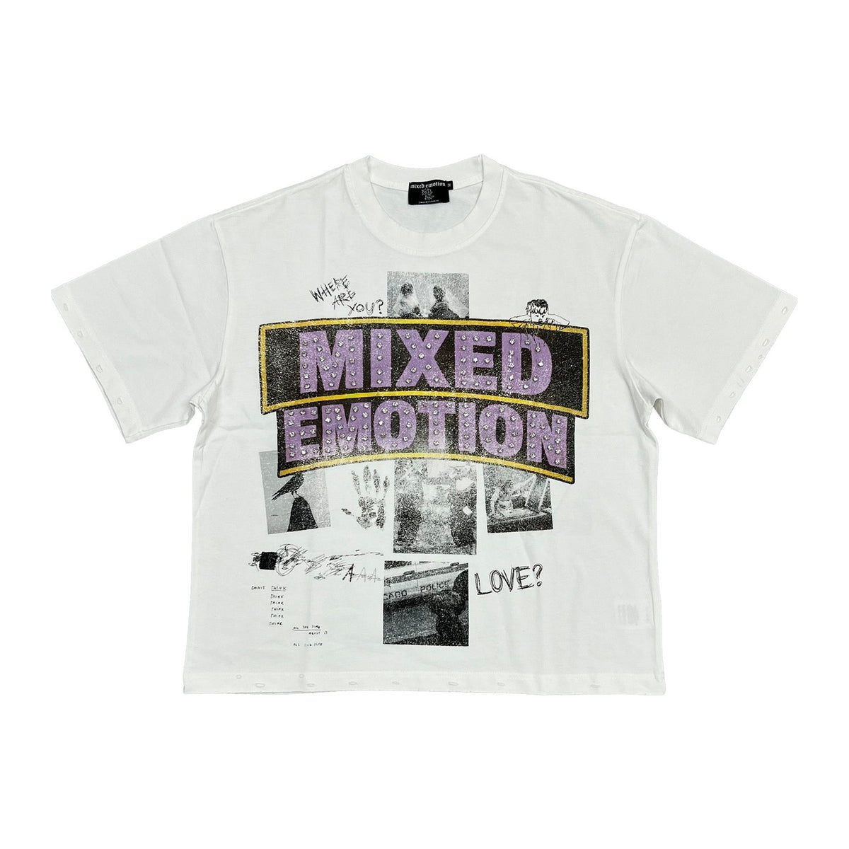 Mixed Emotion "Where Are You" Box Logo Tee — White — Mixed Emotion — view 3