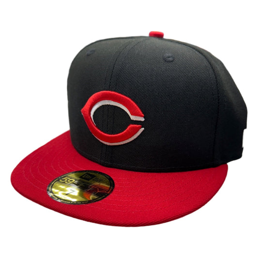 New Era Cincinnati Reds Authentic Collection 59FIFTY Fitted — Black/Red