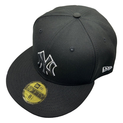 New Era New York Yankees 59FIFTY Fitted — Black/White Outline — view 2