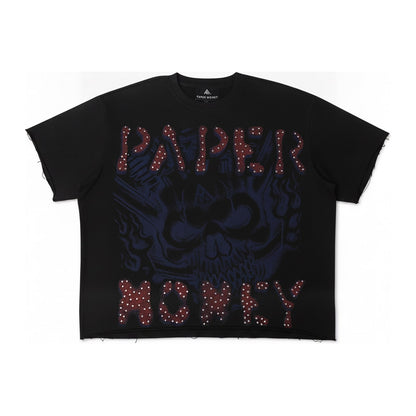 Paper Money "Rags to Riches" Skull Tee — Black Wash - ghost mannequin