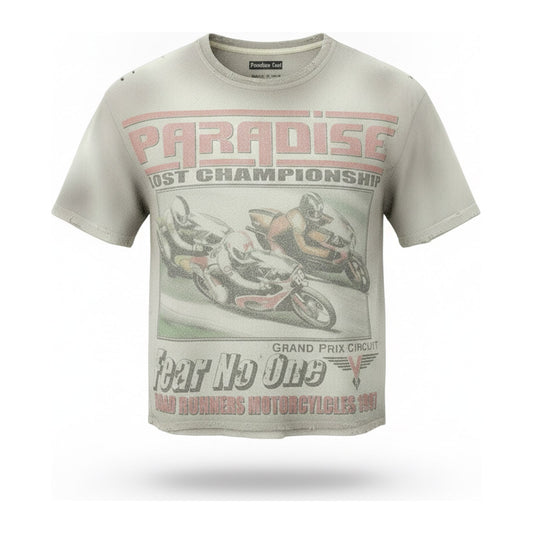 Paradise Lost "Fear No One" Grand Prix Tee — Tan - ghost mannequin