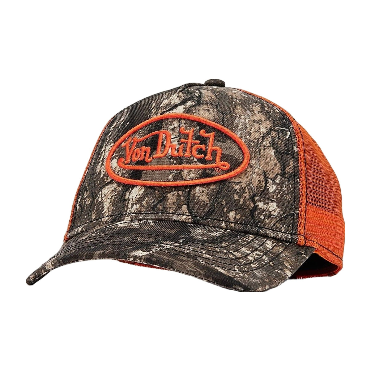 Von Dutch Camo Trucker Cap — Brown/Orange