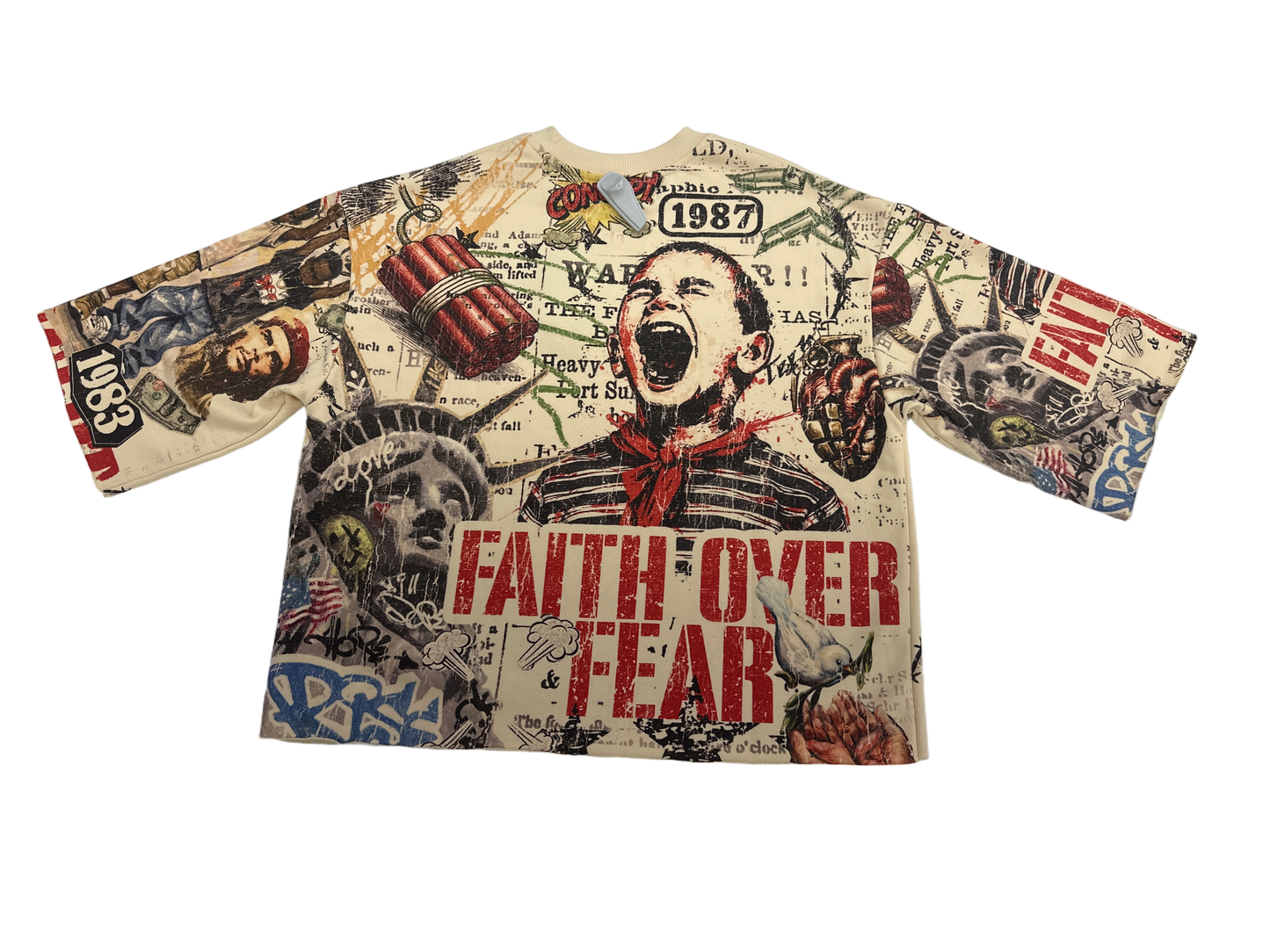 Concept LA "Faith Over Fear" Cropped Tee - Bone