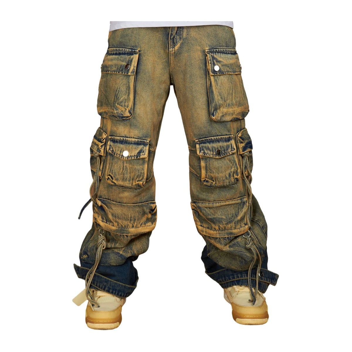 Politics "Cunningham 510" Baggy Cargo Denim — Tobacco Overdye — Politics — view 2