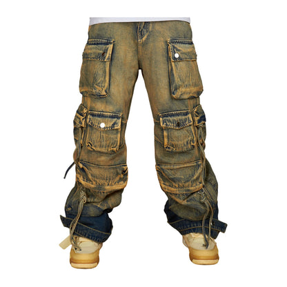 Politics "Cunningham 510" Baggy Cargo Denim — Tobacco Overdye — Politics — view 2