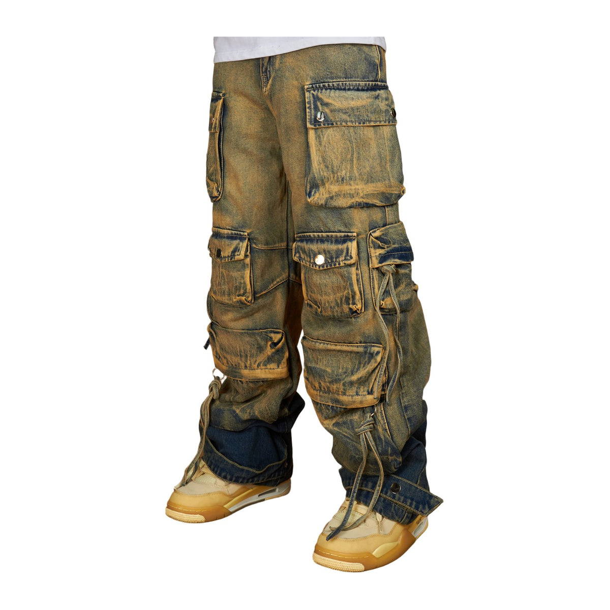 Politics "Cunningham 510" Baggy Cargo Denim — Tobacco Overdye — Politics — view 3