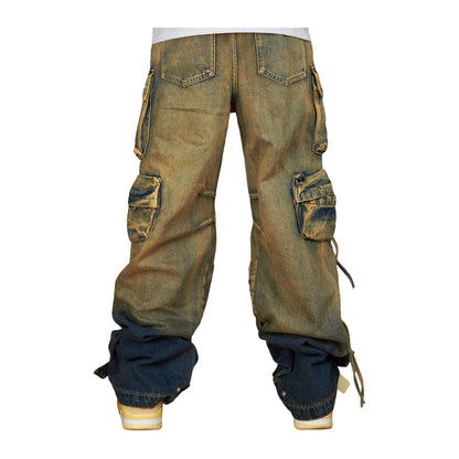 Politics "Cunningham 510" Baggy Cargo Denim — Tobacco Overdye — Politics — view 4