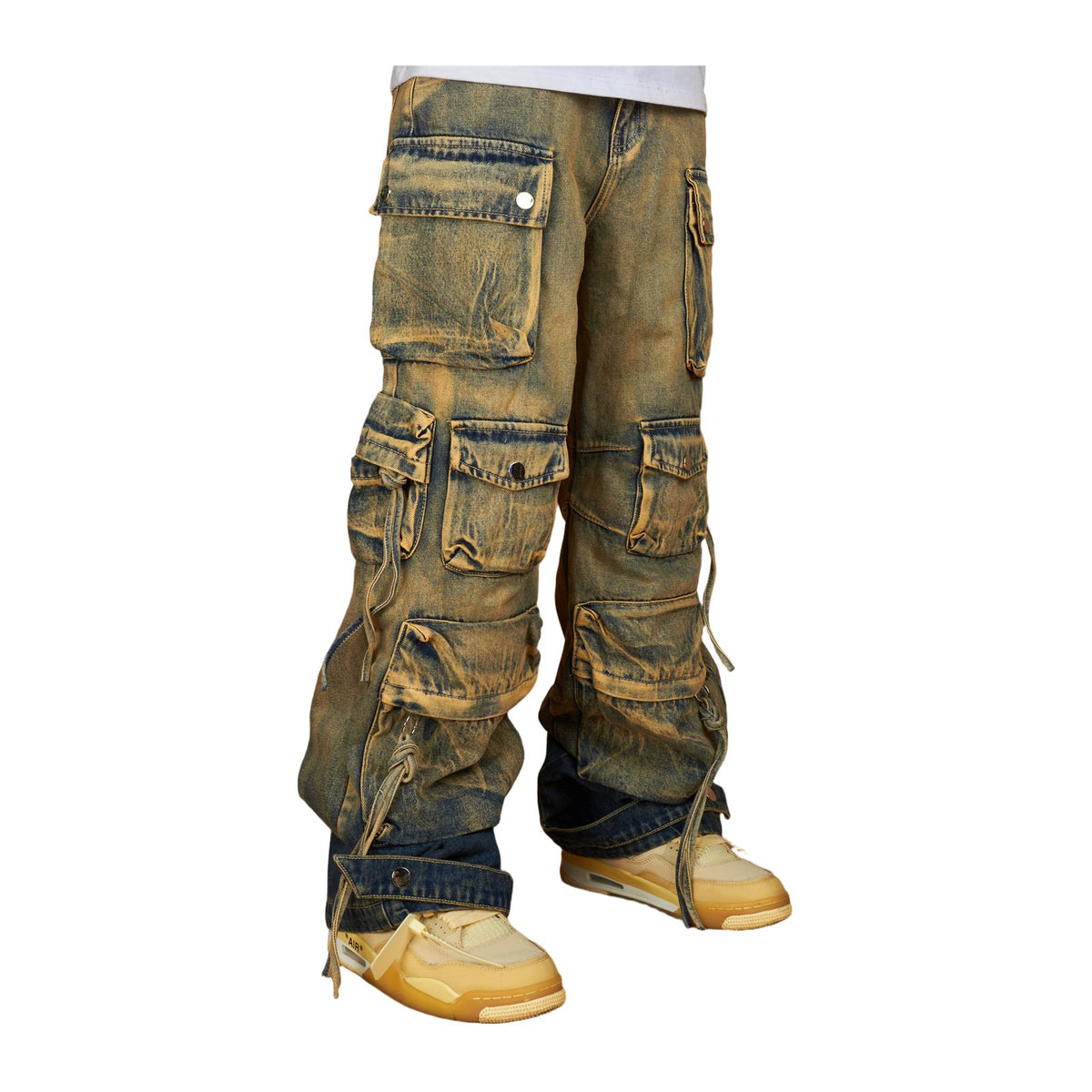 Politics "Cunningham 510" Baggy Cargo Denim — Tobacco Overdye — Politics — view 5