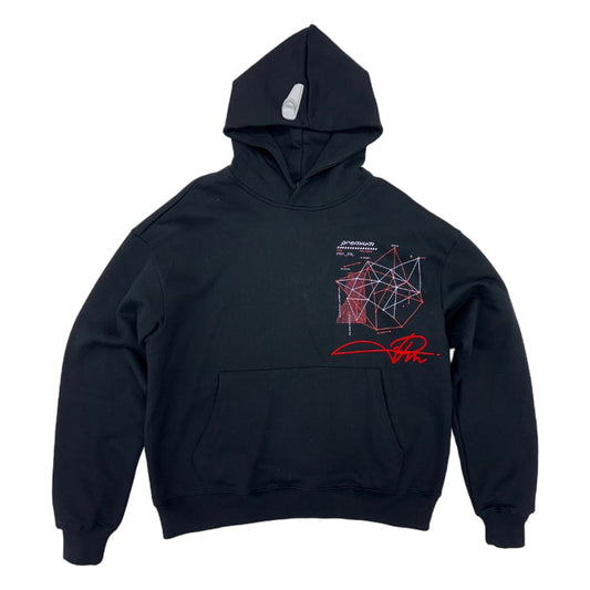 Premium Milano black Brain Design hoodie, cybernetic head on the back