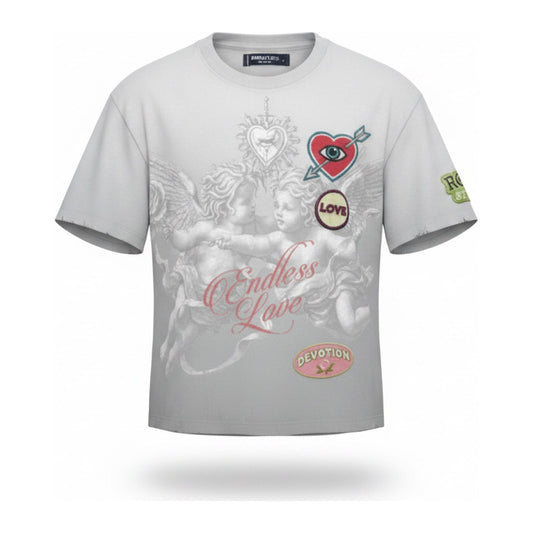 Roku Studio "Endless Love" Patch Tee — Concrete - ghost mannequin
