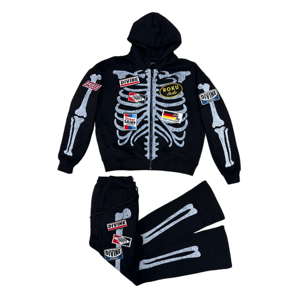 Roku Studio "Patches and Bones" Hoodie Set — Black