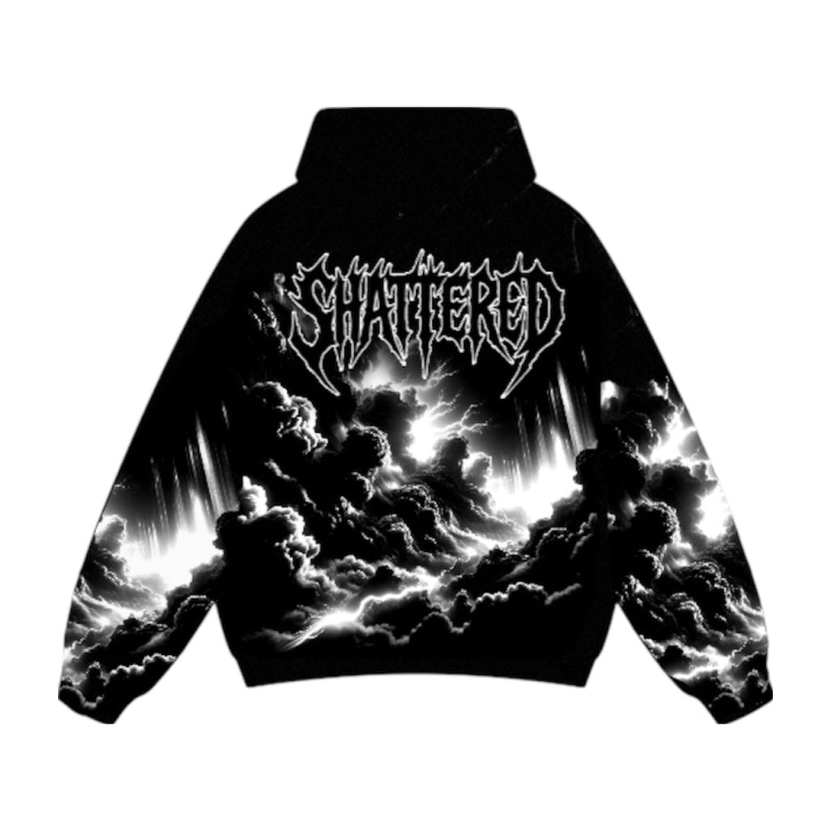 Shattered Hearts Zip-Up Hoodie — Black — back