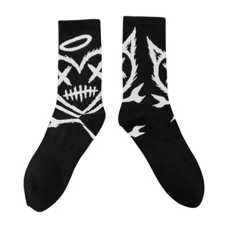 Shattered Hearts Crew Socks — Black