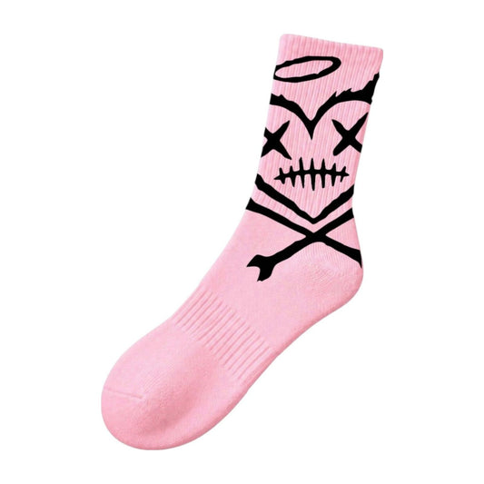 Shattered Hearts Crew Socks — Pink