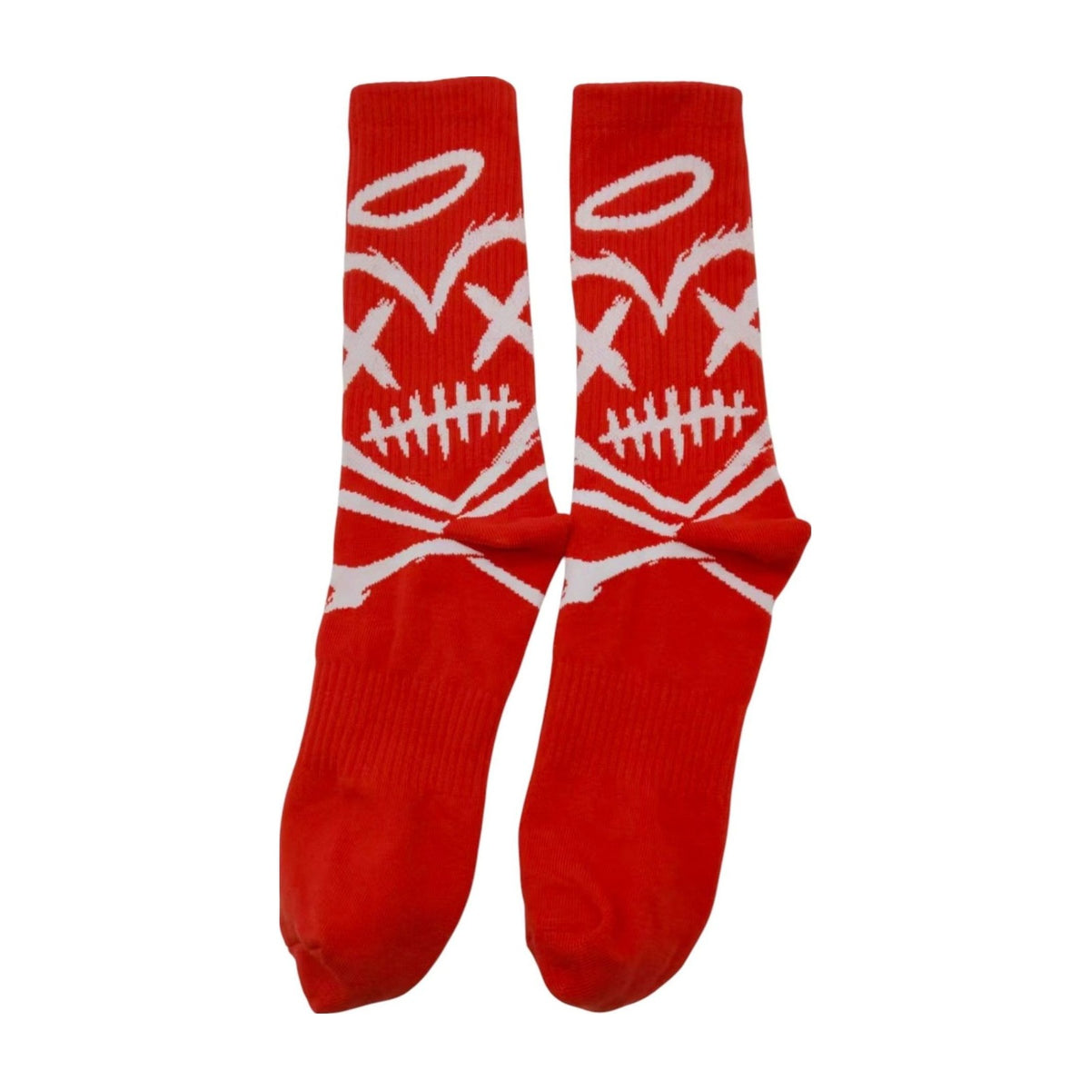 Shattered Hearts Crew Socks — Red