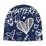 Shattered Hearts Graffiti Beanie — Navy