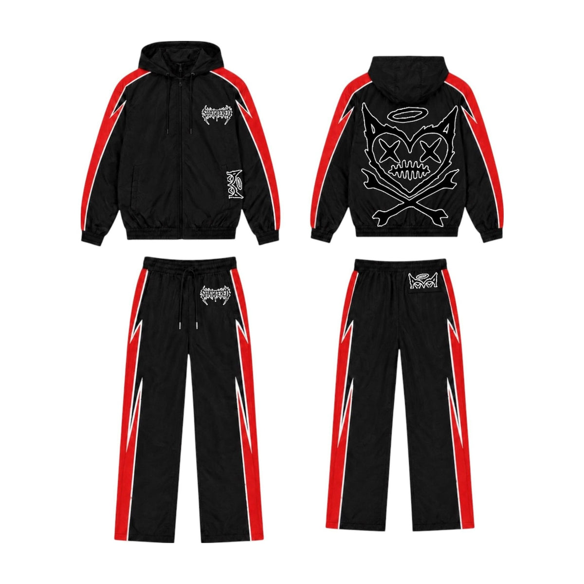 Shattered Hearts Nylon Track Set — Red/Black