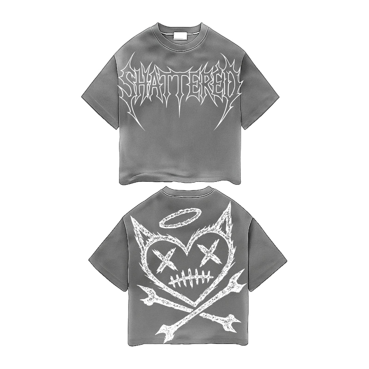 Shattered Hearts Blue Shattered Grey Tee — Shattered Hearts — view 2
