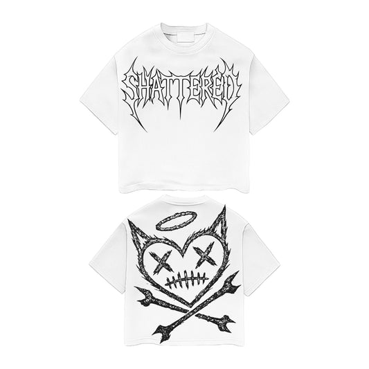 Shattered Hearts Blue Shattered White Tee — Shattered Hearts — view 2