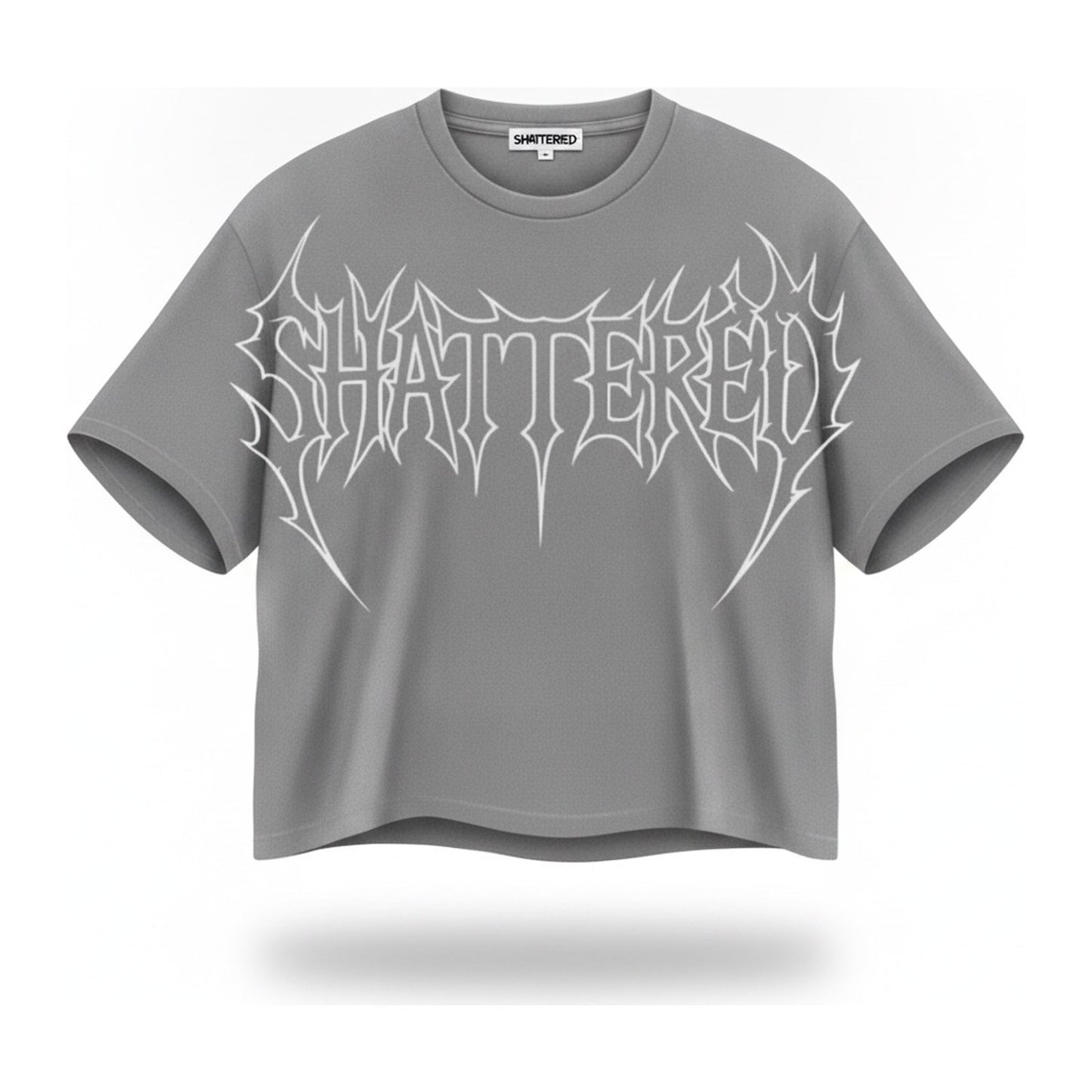 Shattered Hearts "Halo Heart" Distressed Tee - Grey - ghost mannequin