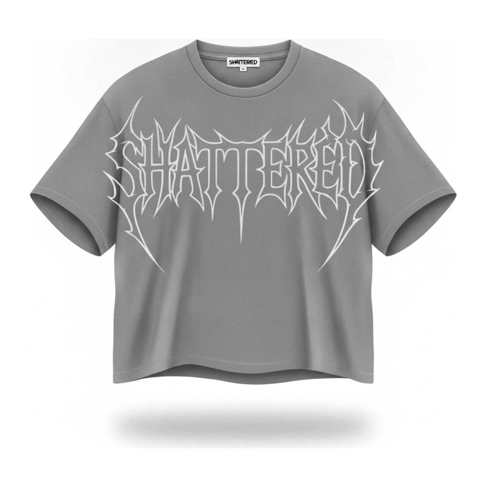 Shattered Hearts "Halo Heart" Distressed Tee - Grey - ghost mannequin