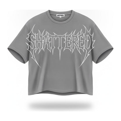 Shattered Hearts "Halo Heart" Distressed Tee - Grey - ghost mannequin