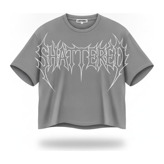 Shattered Hearts "Halo Heart" Distressed Tee - Grey - ghost mannequin