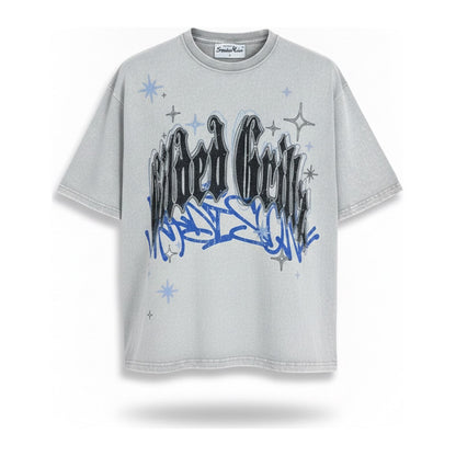 Smoke Rise "Gilded Grillz" Rhinestone Tee - Washed Grey - ghost mannequin