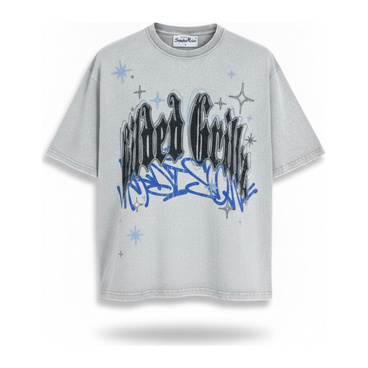 Smoke Rise "Gilded Grillz" Rhinestone Tee - Washed Grey - ghost mannequin