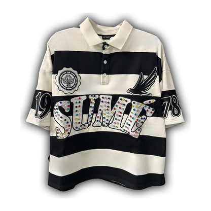 SUME 1978 Rugby Polo - Black & White Stripe — SUME — view 2