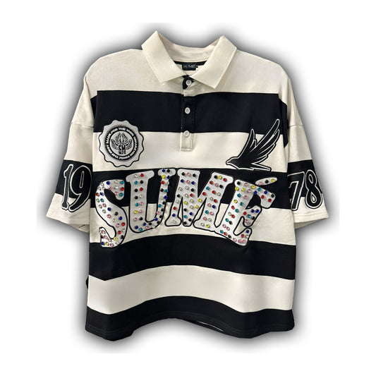 SUME 1978 Rugby Polo - Black & White Stripe — SUME — view 2