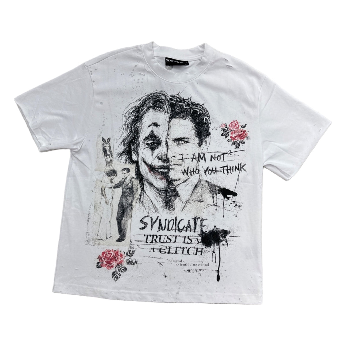 syndicate glitch white tee