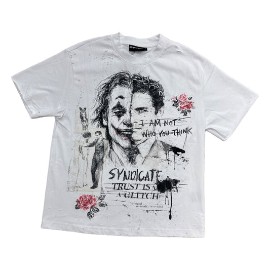 syndicate glitch white tee