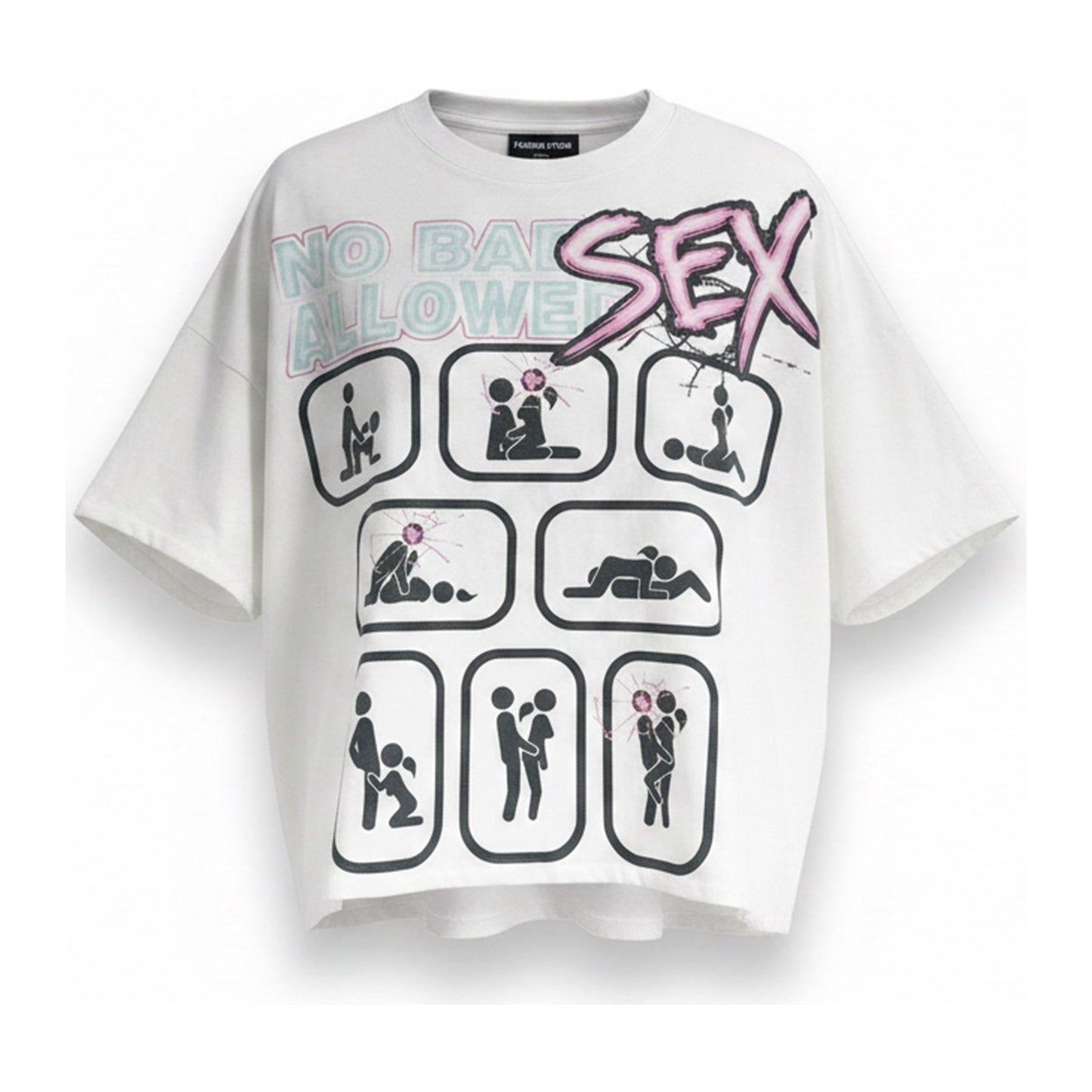 Syndicate "No Bad Sex Allowed" Tee — White/Pink - ghost mannequin