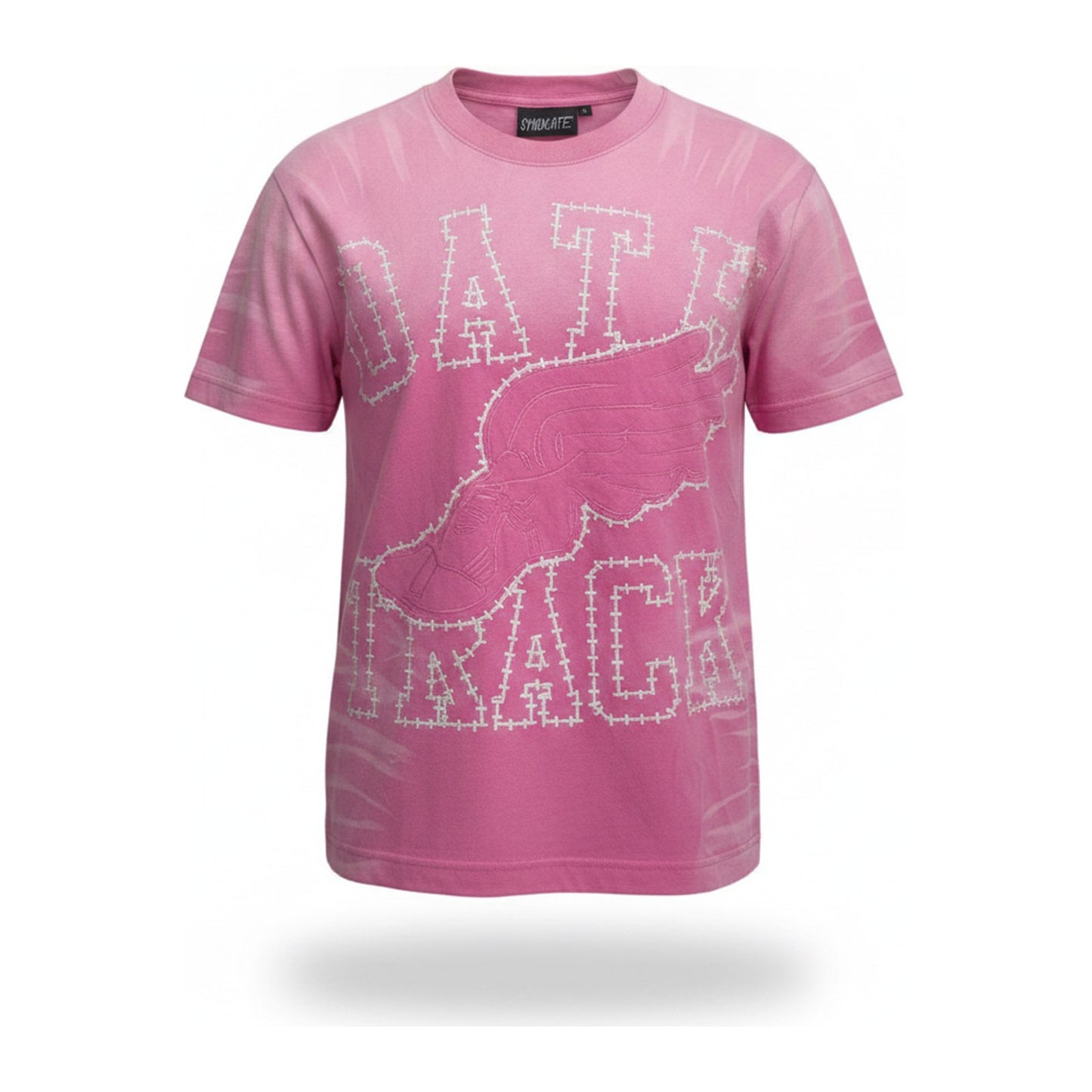 Syndicate "Oath Track" Winged-Foot Tee — Washed Pink - ghost mannequin